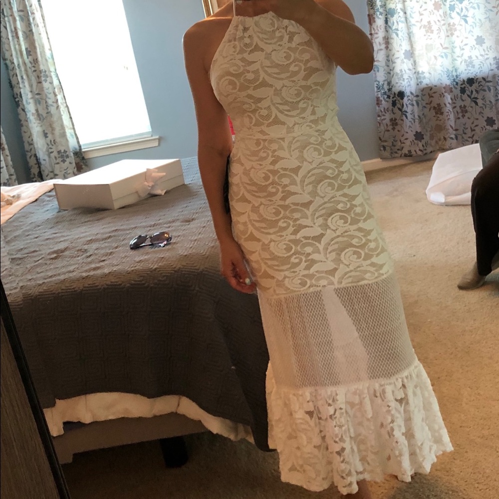 Nightcap white lace halter dress!
